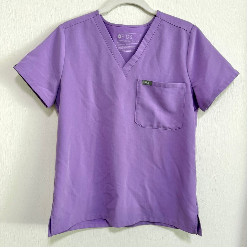 Figs Womens Catarina Scrub Top XS Petite Lilac Dawn Purple Medical Nursing
